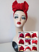 Load image into Gallery viewer, Red vintage 1940s fashion turban 