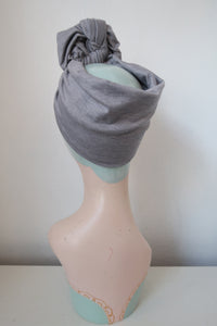 SALE ITEM: SLOUCHY KNOT Vintage Style Pre-tied Headband in Grey