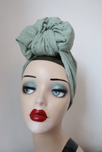 Load image into Gallery viewer, Sage green vintage turban for women