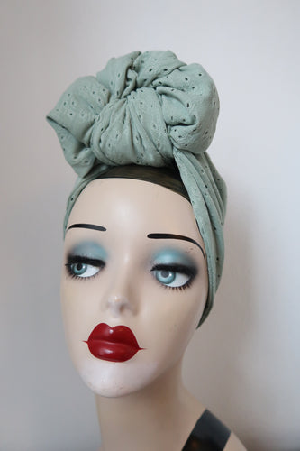 Sage green vintage turban for women