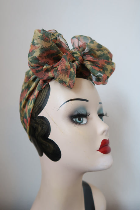 Leopard chiffon vintage headscarf