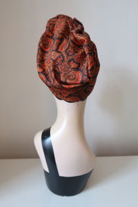 Pumpkin orange paisley handmade 1940s turban