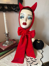 Load image into Gallery viewer, Velvet pin-up devil headband goth vintage Christmas 