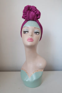 SALE ITEM: SLOUCHY KNOT Vintage Style Pre-tied Headband in Magenta