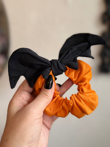Bat Hair Scrunchie -  Orange & Black
