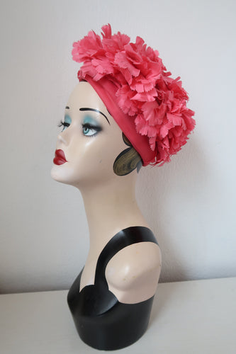 Vintage pink 1950s 1960s petal hat 