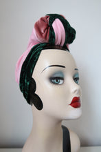 Load image into Gallery viewer, Vintage velvet pink and green turban 