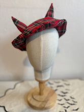Load image into Gallery viewer, Red tartan devil beret hat