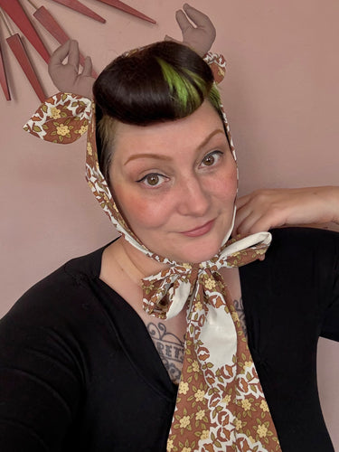 Little Deer Headband (brown/white floral)