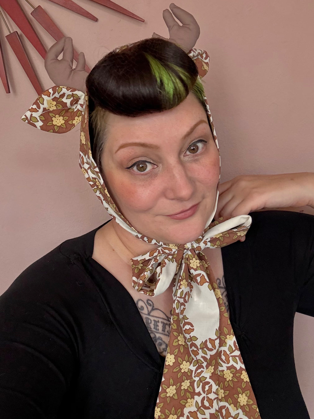 Little Deer Headband (brown/white floral)