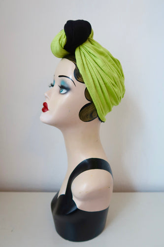 Chartreuse 1940s vintage style turban