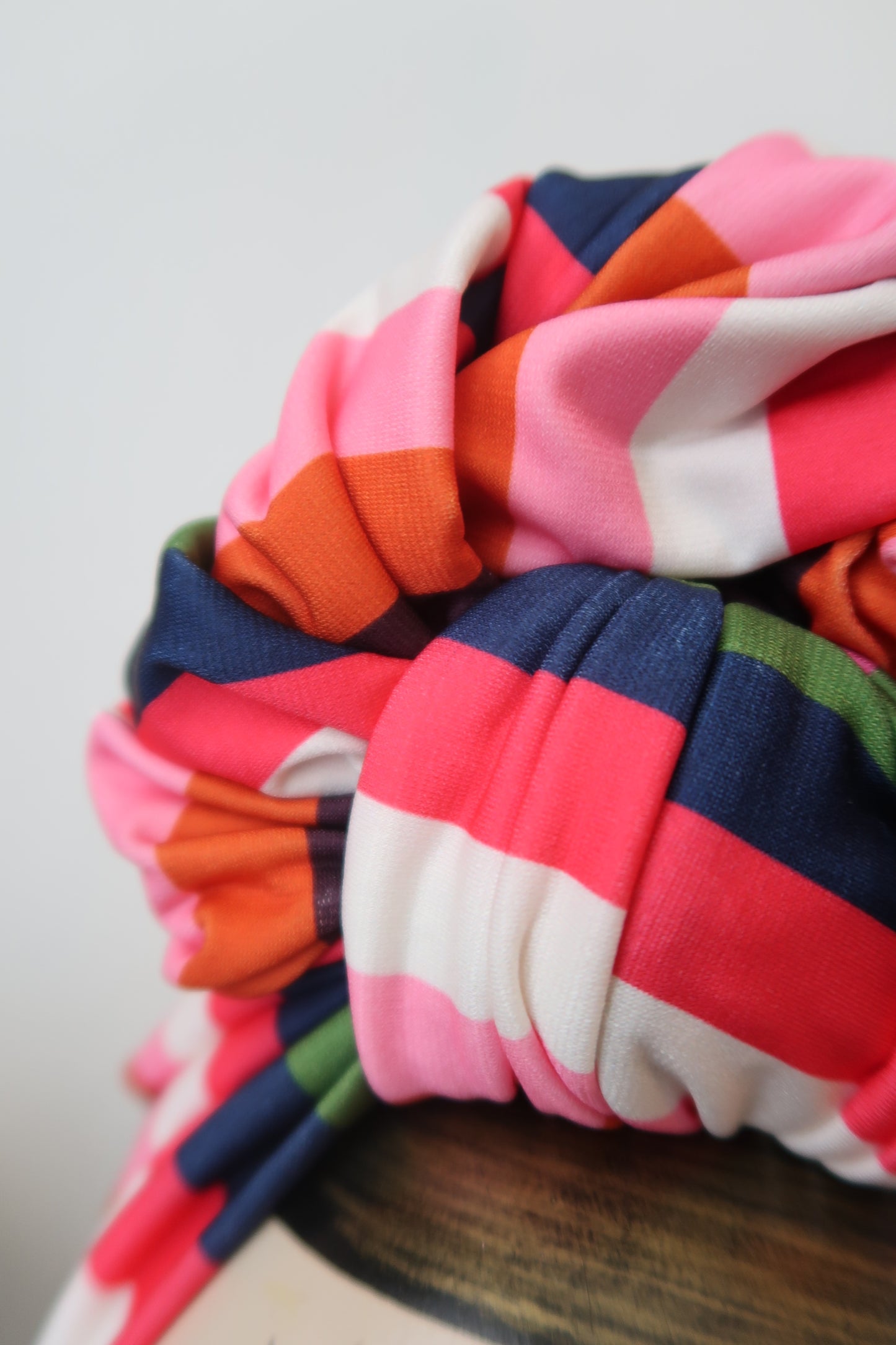 Striped knitted jersey summer headband 