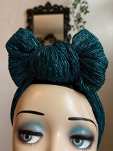 Load image into Gallery viewer, Metallic blue sparkle festive Christmas headband 