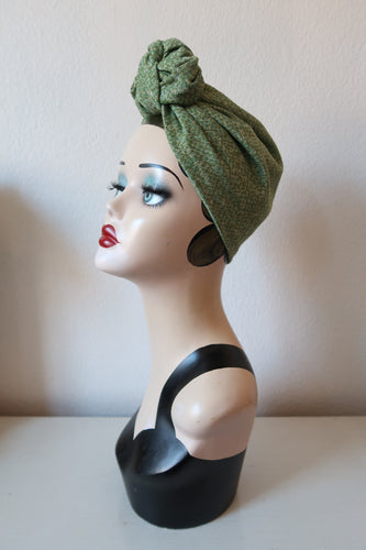 Green tweed turban for women