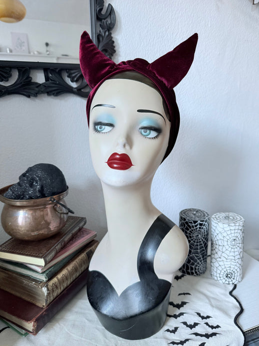 Alt fashion velvet devil turban hat 