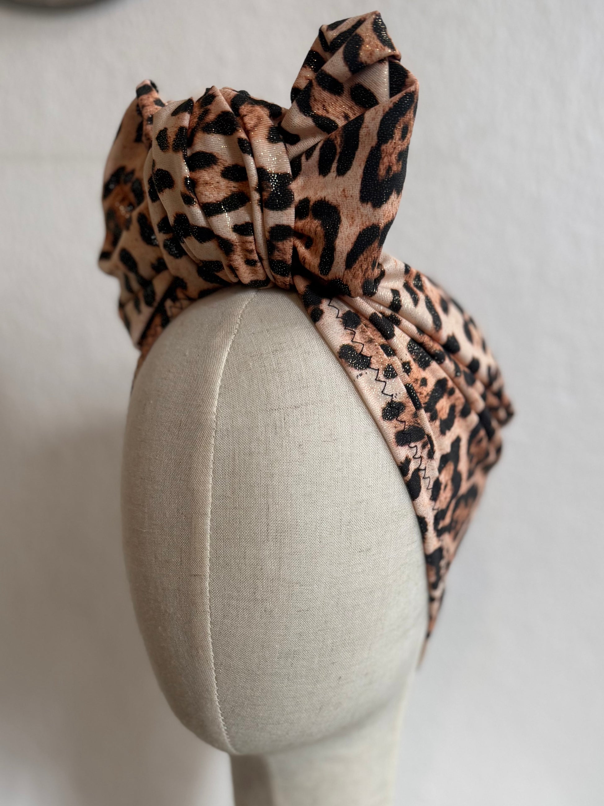 Sparkly leopard print turban 