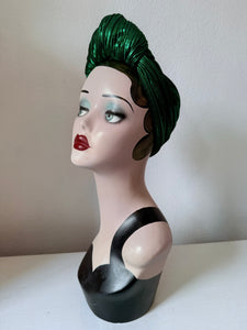 Green metallic Christmas festive burlesque vintage glamorous headband 