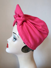 Load image into Gallery viewer, SALE ITEM: BOW KNOT Hot Pink (Full Coverage) 1940s Style Pre-tied Turban