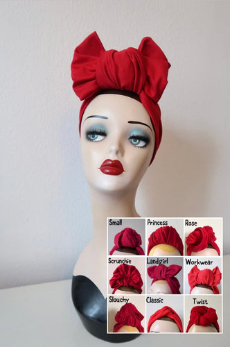 Red vintage 1940s fashion turban 