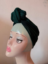 Load image into Gallery viewer, SALE ITEM: SMALL KNOT Green Plaid Vintage Style Turban (Full Coverage)