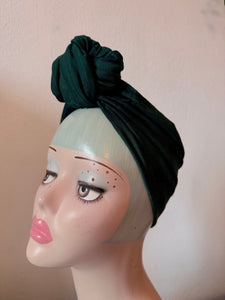 SALE ITEM: SMALL KNOT Green Plaid Vintage Style Turban (Full Coverage)