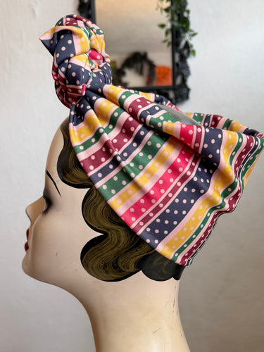 SALE ITEM: SLOUCHY KNOT Vintage Style Pre-tied Headband in Stripes
