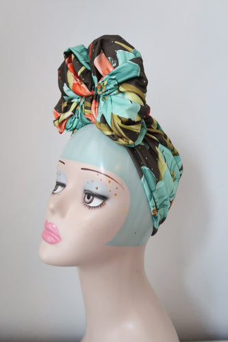Tropical print 1940s jersey headband