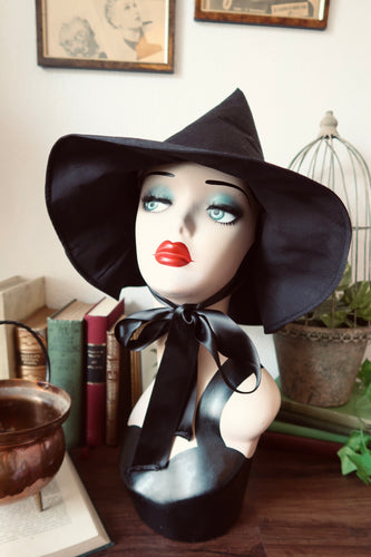 Black Large Brim Witch Hat (made to order).