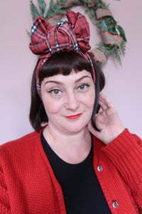 Red tartan, headscarf, hairband, hat