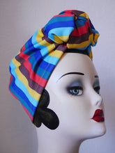 Load image into Gallery viewer, maximalist outfit dopamine dressing striped turban 