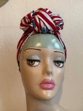 Load image into Gallery viewer, 50% OFF SMALL KNOT: Vintage Style Pre-tied Headband in Nautical Stripes
