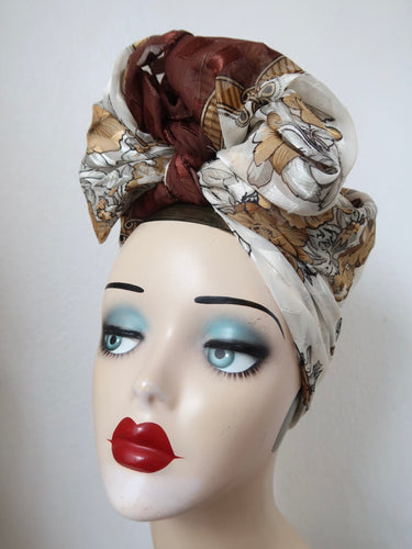 Brown true vintage headscarf  