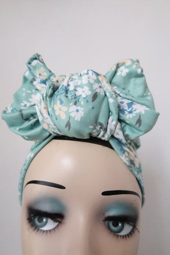 mint floral women’s vintage turban 