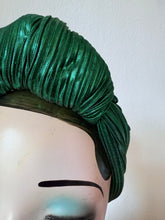 Load image into Gallery viewer, Green metallic Christmas festive burlesque vintage glamorous headband 