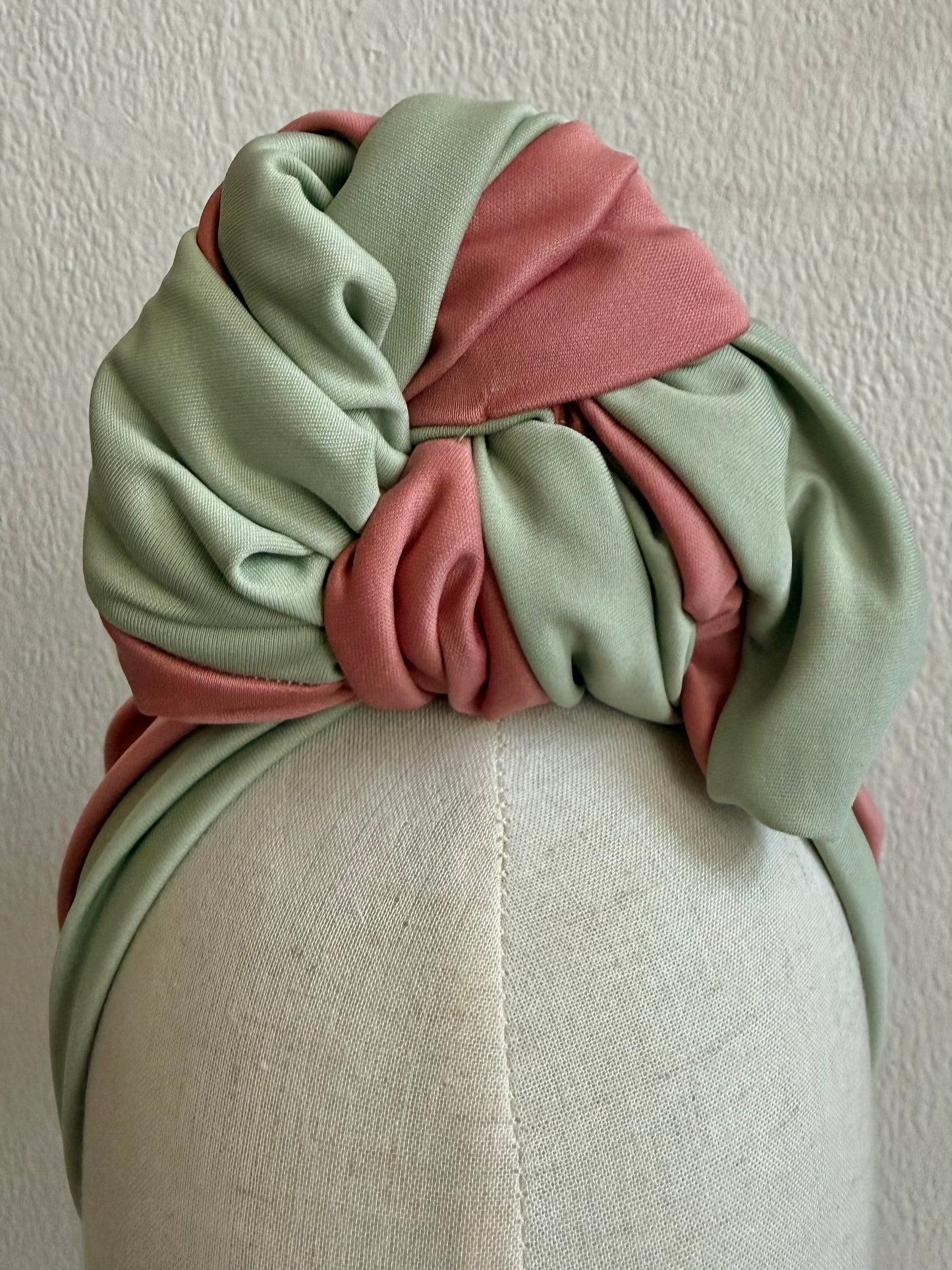 50% OFF SALE ITEM: Vintage Style Pre-tied Headband in Sage Green & Dusty Pink