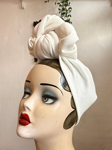 Vintage white summer turban headscarf 