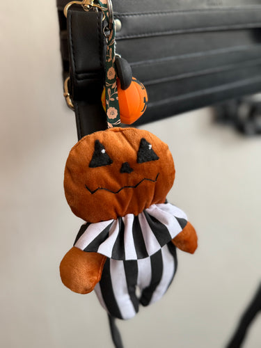 Cute kawaii pumpkin gothic Halloween bag charm keyring 