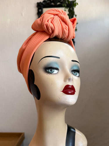 SALE ITEM: SMALL KNOT Vintage Style Pre-tied Headband in Coral