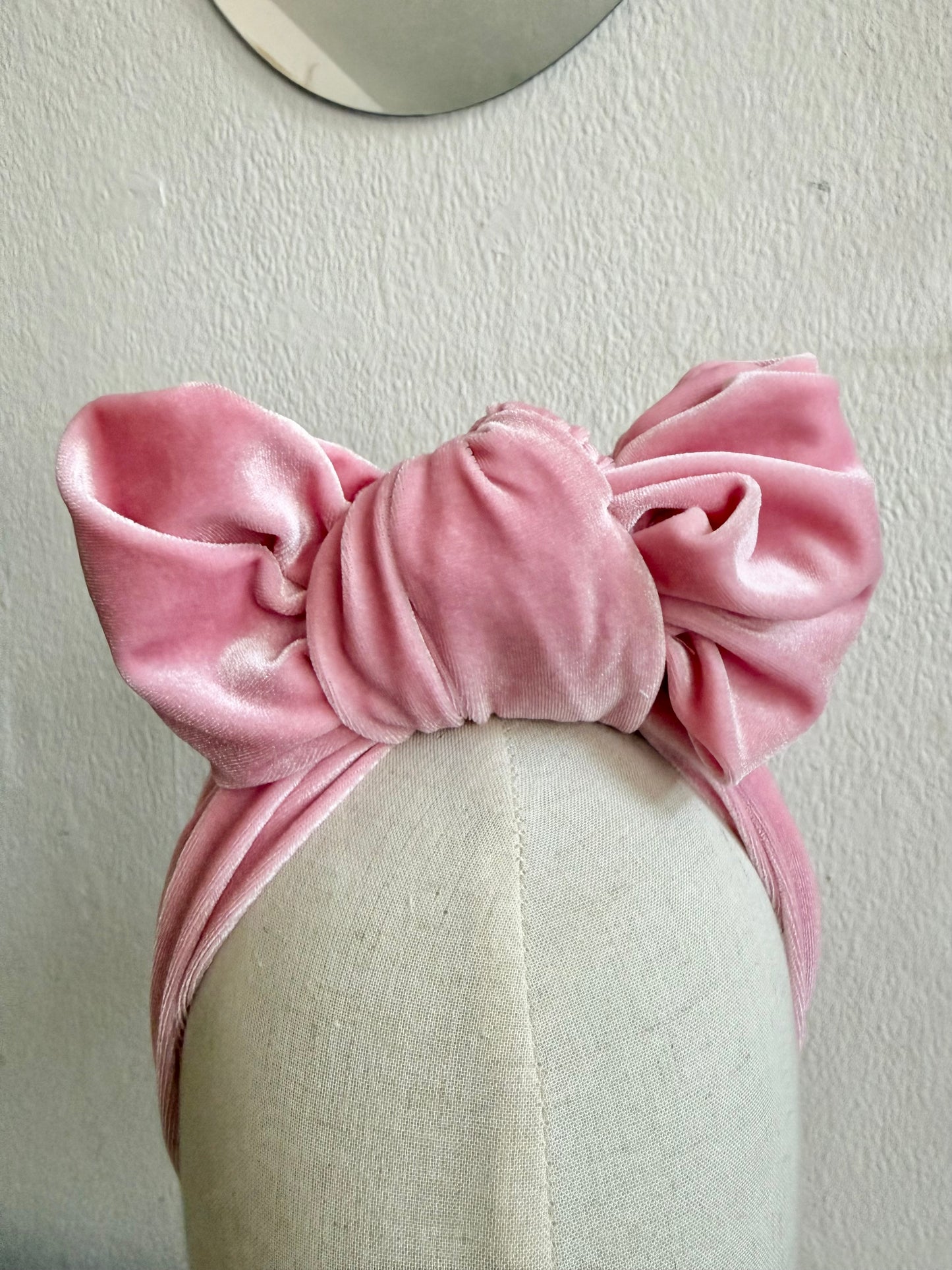 50% Off Sale Item: Light Pink Velvet Vintage Style Pre-tied Headband