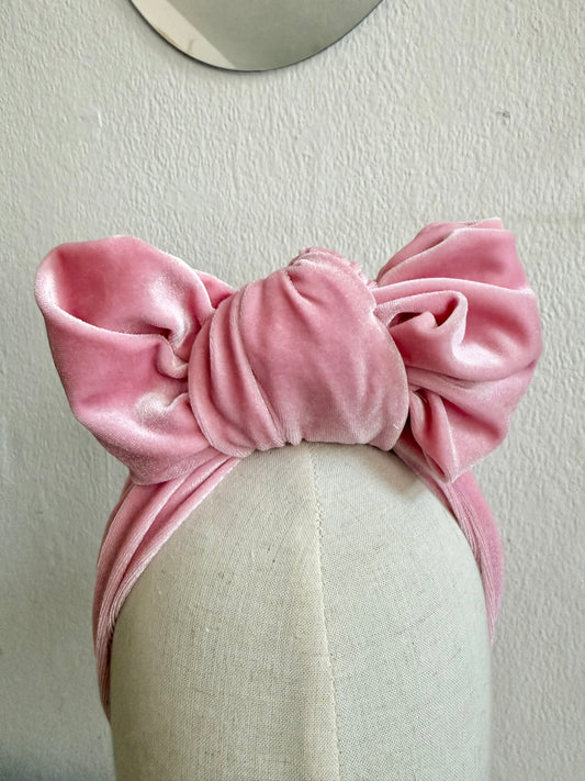50% Off Sale Item: Light Pink Velvet Vintage Style Pre-tied Headband