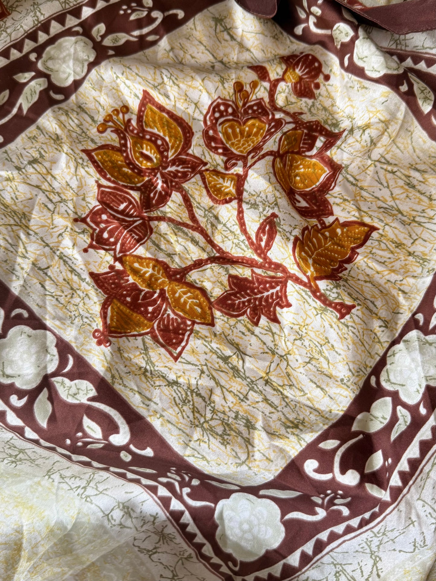 Brown Floral Print True Vintage Scarf