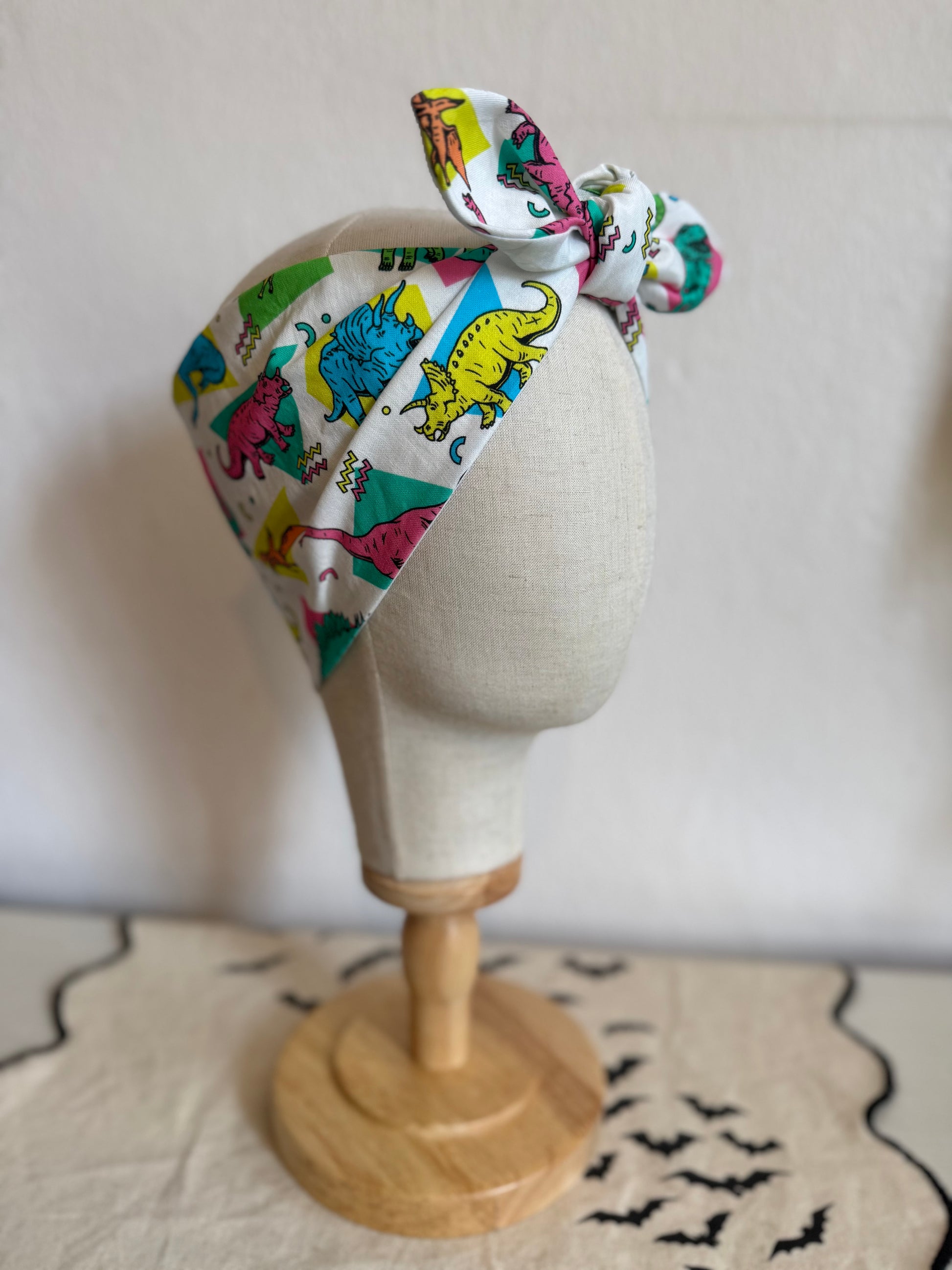 90s dinosaur print headscarf bandana