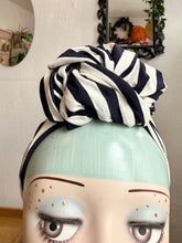 Load image into Gallery viewer, Nautical striped rockabilly turban headscarf