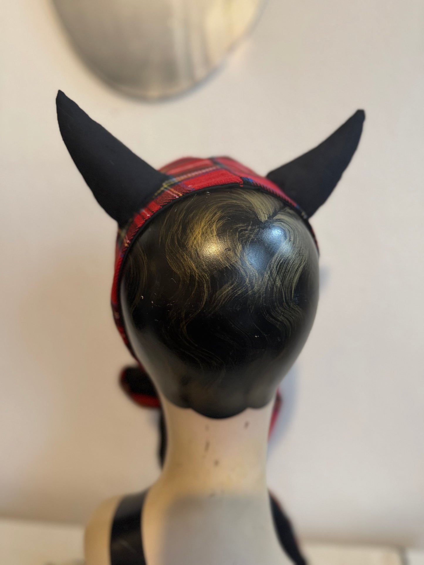 Little Devil Vintage Headband in Red Tartan