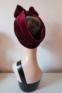 VELVET BOW KNOT 1940s Pre-tied Stretchy Headband with a choice of 4 colours (made to order)