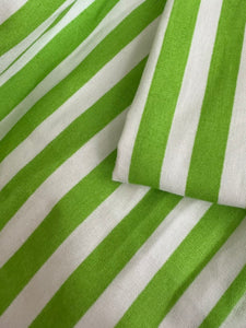 Close-up of green and white striped fabric
