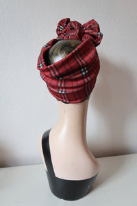 Red tartan 1940s headband 