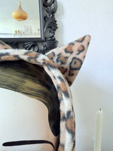 Load image into Gallery viewer, SARAH SPROUT COLLECTION: Cat Bonnet in Leopard Print (made to order)