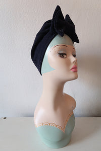 Navy sparkle 1940s turban