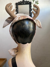 Load image into Gallery viewer, Display head with floral deer antler headband surrounded by decorative mushrooms and leaves.